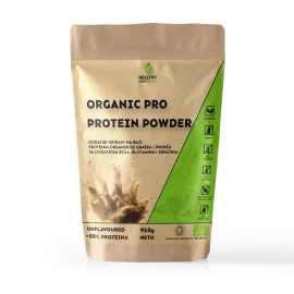 Pakovanje Organic Pro Protein Powder unflavoured 910g Zdrava Priča – organski biljni protein od graška i pirinča sa dodatkom BCAA, glutamina i kreatina, ~80% proteina, vegan i bez aditiva