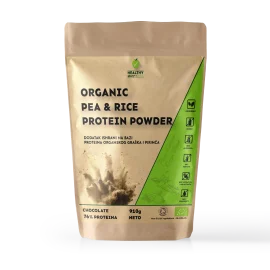 Pakovanje Organic Pea & Rice Protein Powder chocolate 910g Zdrava Priča – organski biljni protein od graška i pirinča sa prirodnim kakao prahom i aromom čokolade, 76% proteina, vegan i bez aditiva