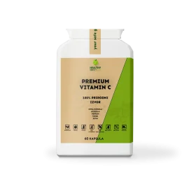 Pakovanje Vitamin C Premium 60 kapsula Zdrava Priča – 100% prirodni biljni izvor vitamina C iz acerole, crne ribizle, šipka, peršuna i zove za snažnu antioksidativnu i imunološku podršku, vegan i bez GMO