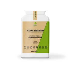 Bočica Vital Red Duo 60 kapsula Zdrava Priča – ekstrakt cvekle i Montmorency višnje za energiju, izdržljivost, cirkulaciju i imunitet, vegan i bez GMO